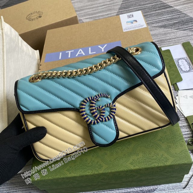 Gucci新款全皮女包 古馳Marmont系列小號鏈條肩背包 Gucci經典款斜挎女包 443497  ydg3176